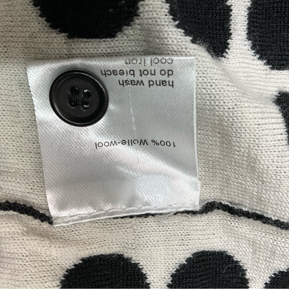 AKRIS PUNTO Saks Fifth Avenue Size US 8 Black Cream Polka Dot Cardigan Sweater - Picture 6 of 8